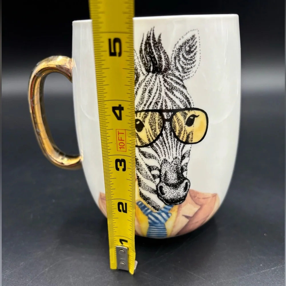 Pier 1 Imports Fine China Zebra W/ Glasses Mug